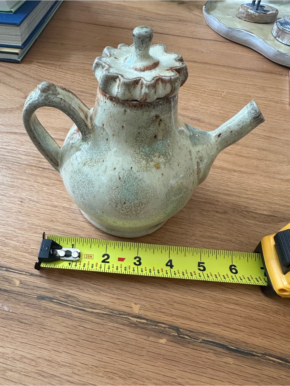 Handcrafted Ceramic Teapot in Pale Green/Beige Glaze